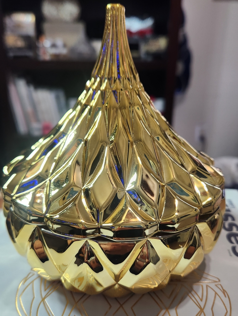 Gold Glass HERSHEYS Candy Dish